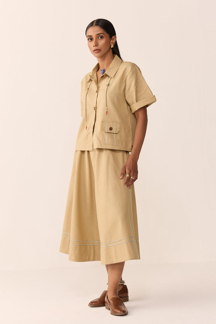 TONK LINEN SKIRT SET-CHAI LATTE