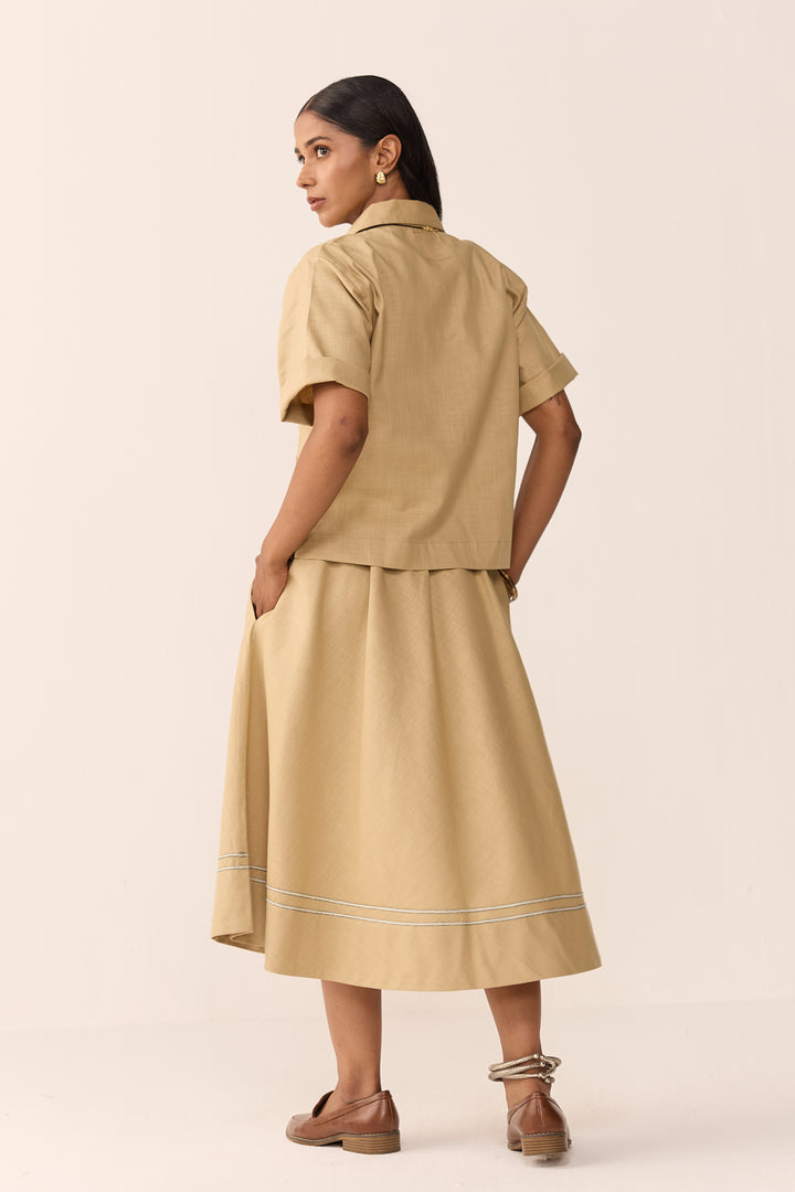 TONK LINEN SKIRT SET-CHAI LATTE