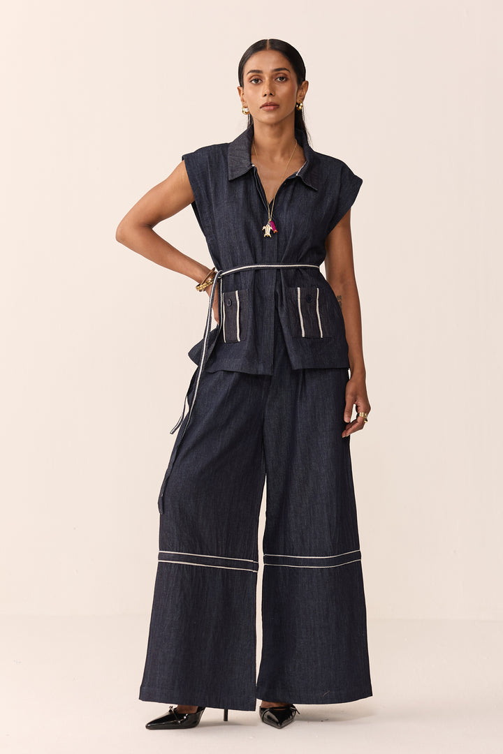 SAHIBA SET-DENIM BLUE