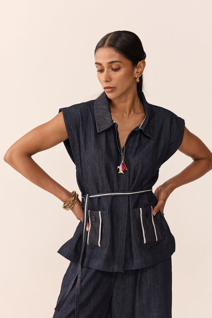 SAHIBA SET-DENIM BLUE