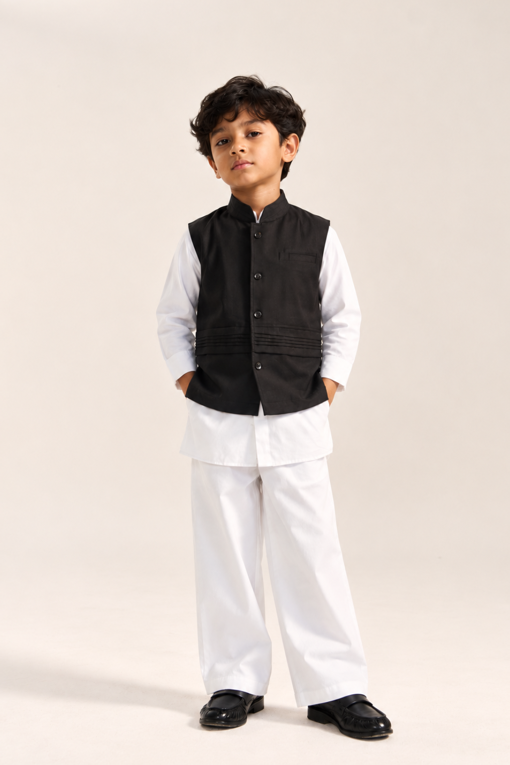 Mini Braham Nehru Jacket Set - Black (Set Of 3)