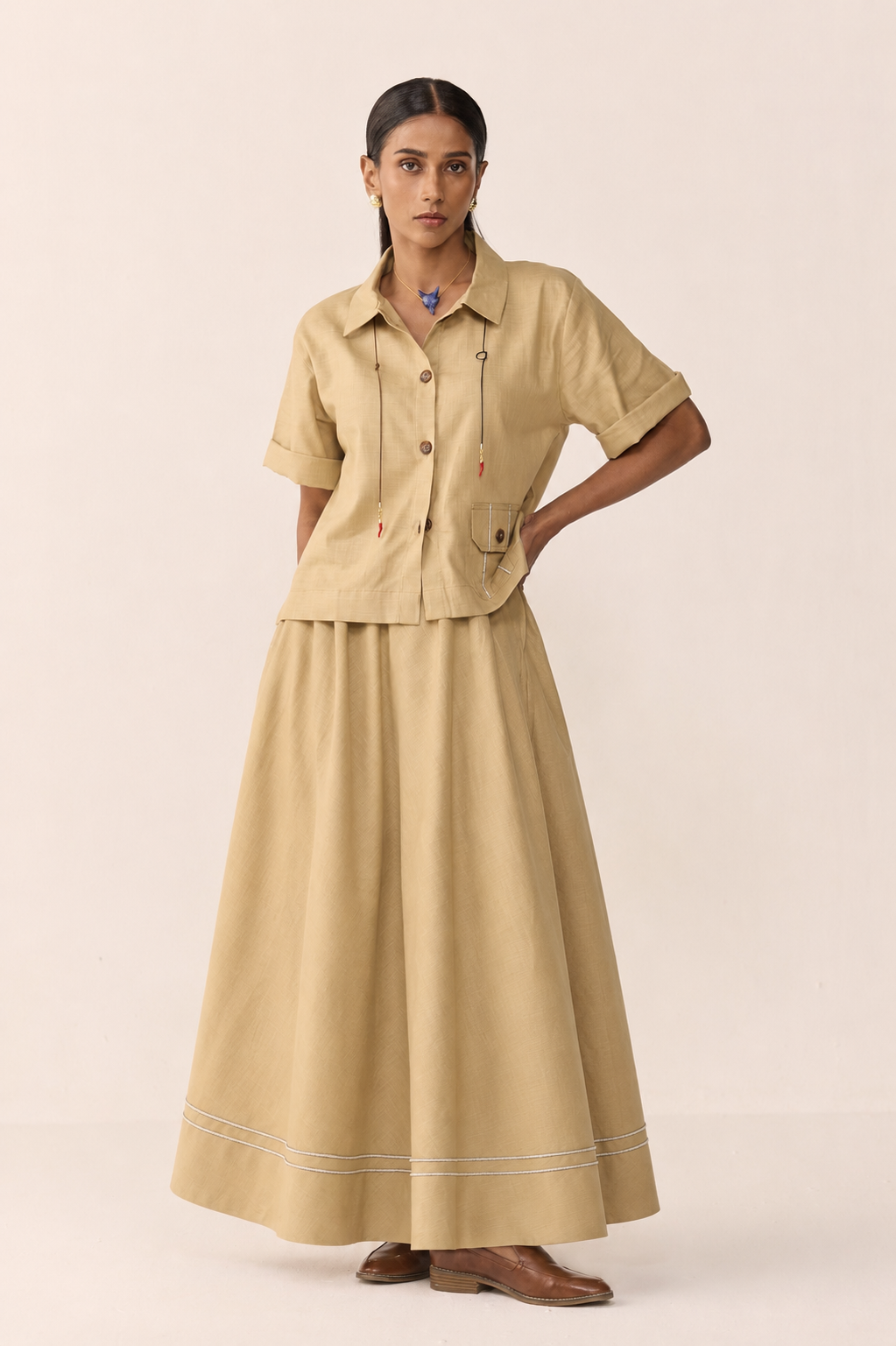 TONK LINEN SKIRT SET-CHAI EDIT