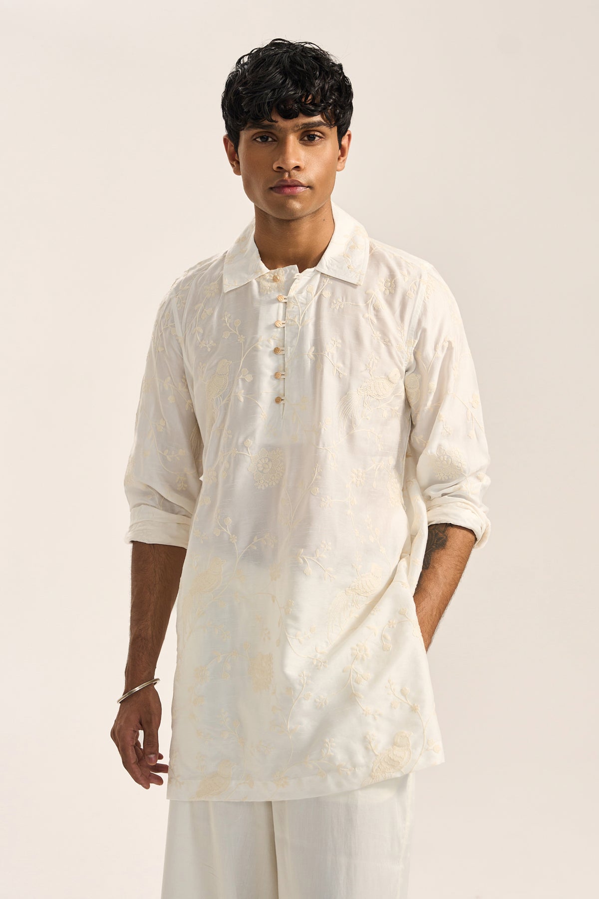 Amaan Silk Kurta Set- Dori Embroidery