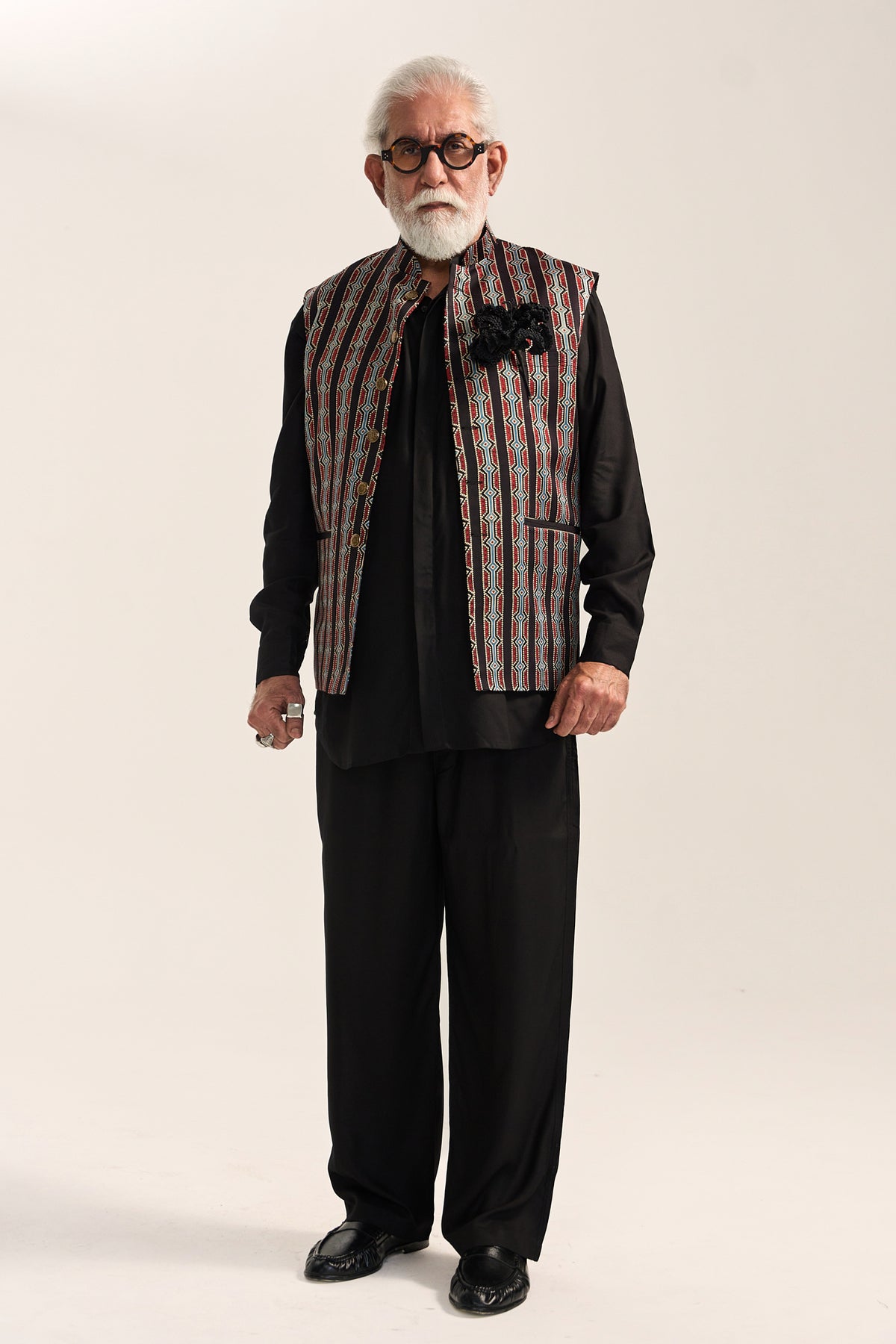 Alfaz Nehru Jacket Set- Ajrak