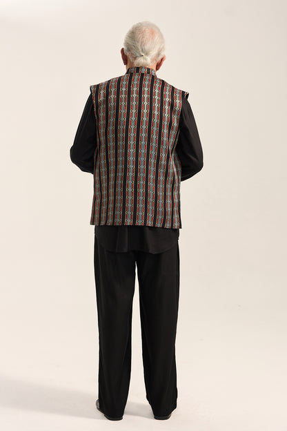 Alfaz Nehru Jacket Set- Ajrak