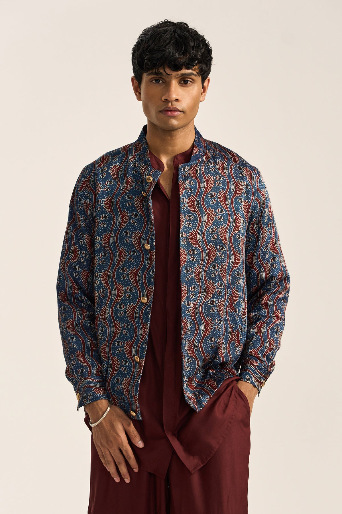 AJRAK BOMBER JACKET SET-INDIGO