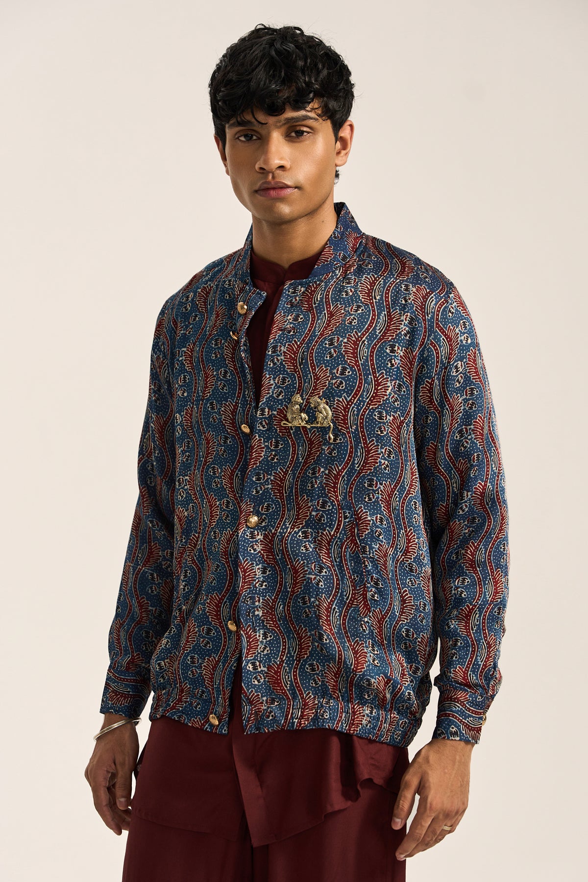 AJRAK BOMBER JACKET SET-INDIGO