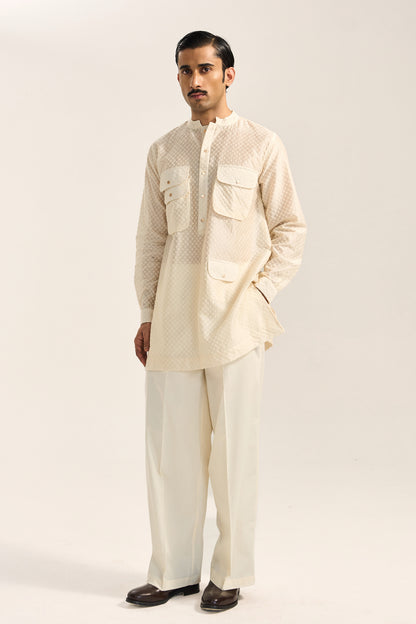Amaan Silk Kurta Set- Embroidered