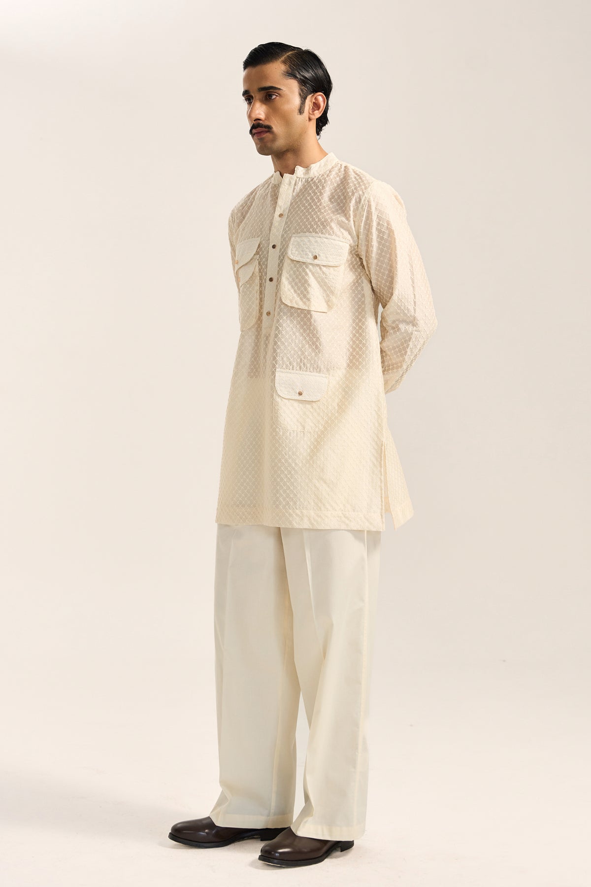 Amaan Silk Kurta Set- Embroidered