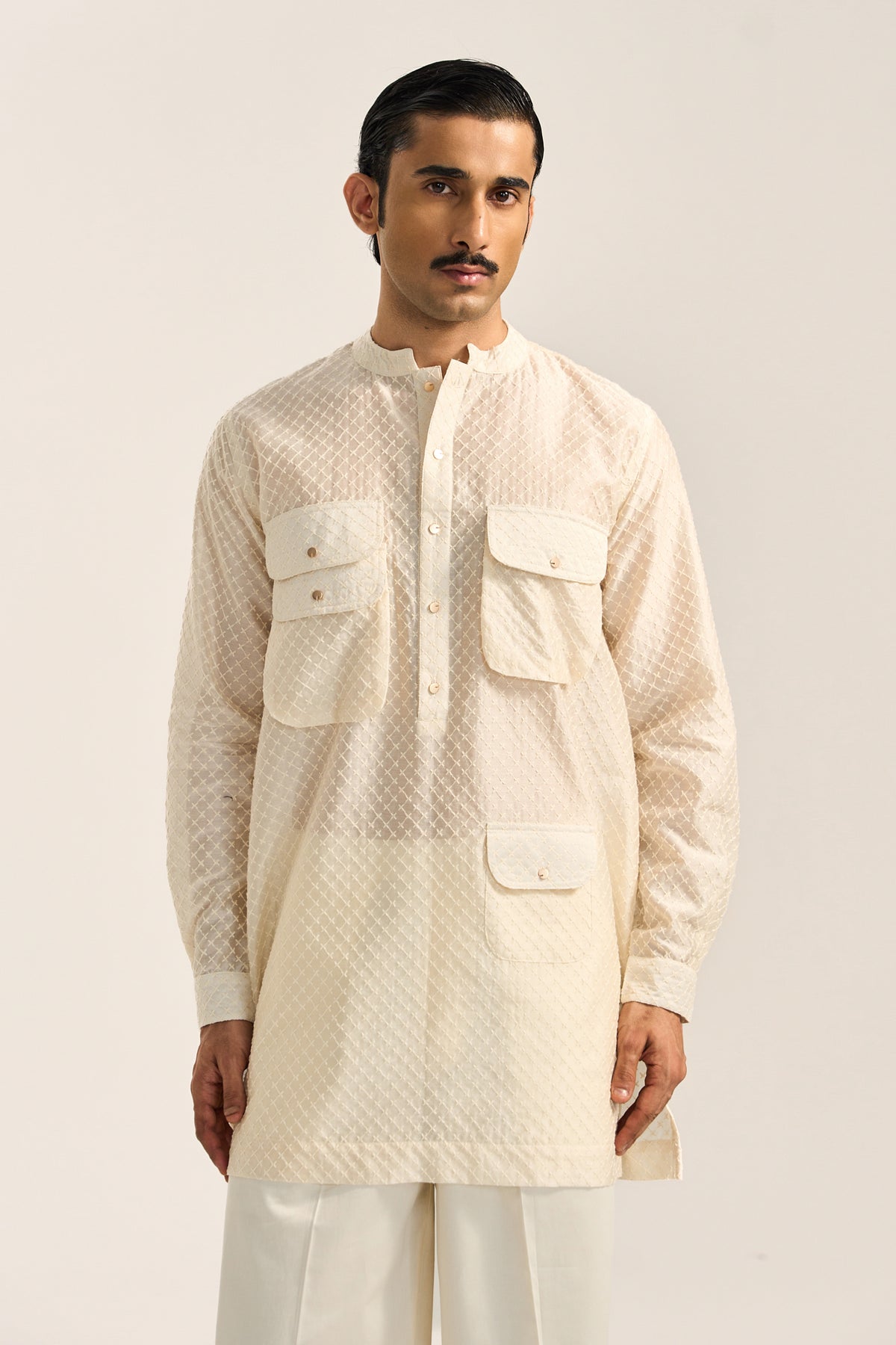 Amaan Silk Kurta Set- Embroidered