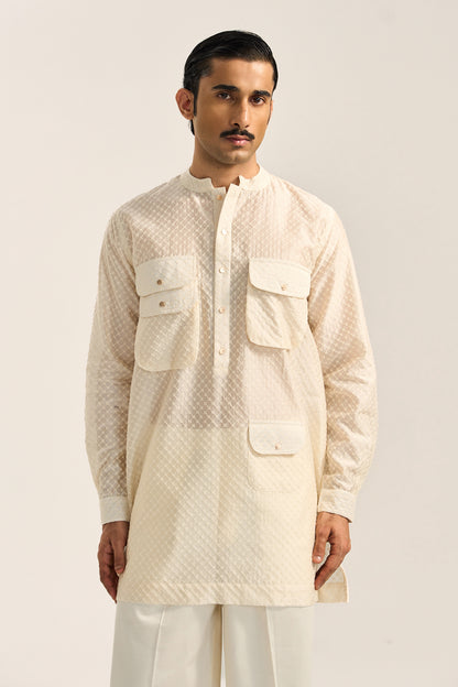 Amaan Silk Kurta Set- Embroidered