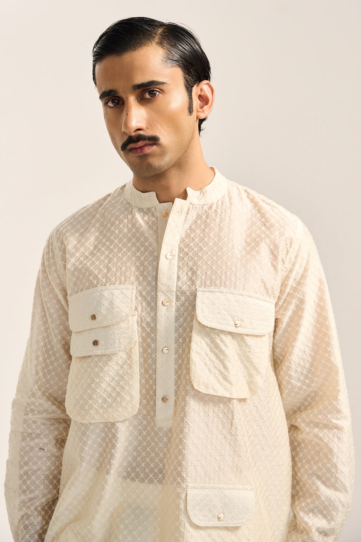 Amaan Silk Kurta Set- Embroidered