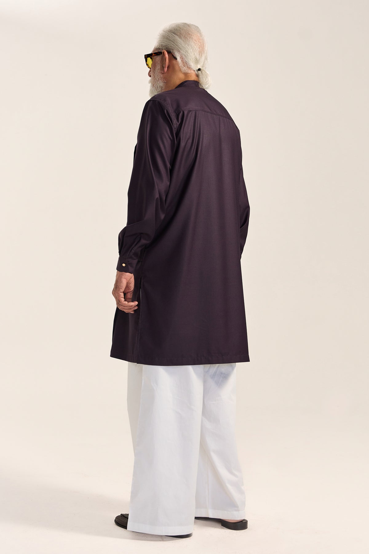 Amrish Pleated Kurta Set- Muted Plum
