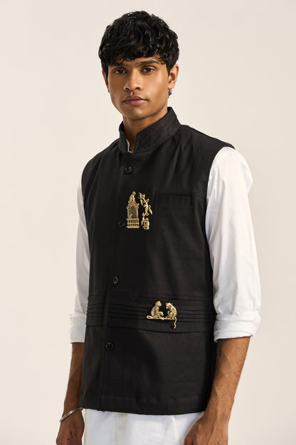 Braham Nehru Jacket- Black