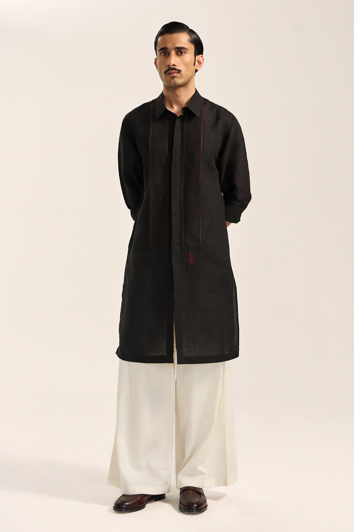 Arth Silk Kurta Set- Black