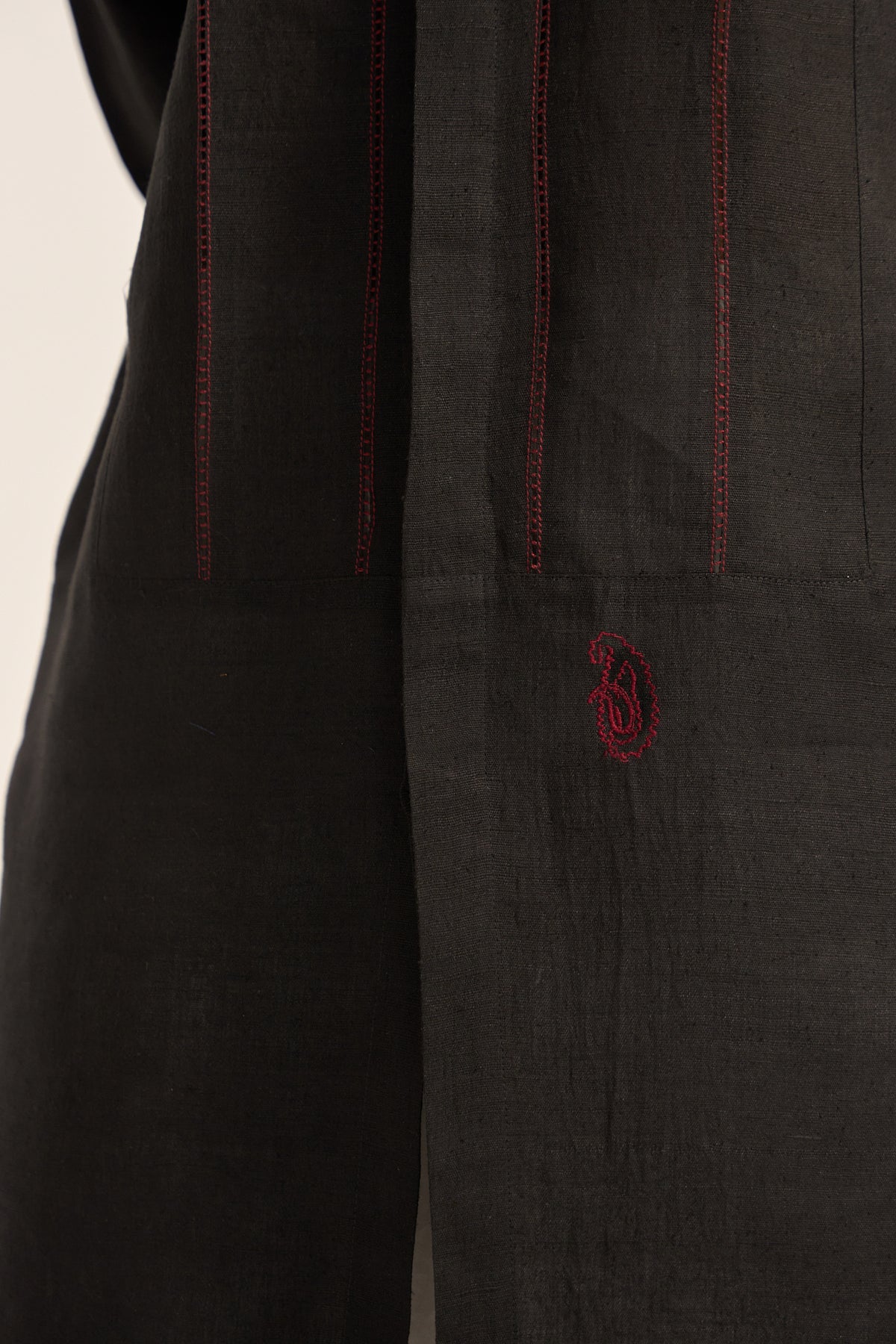 Arth Silk Kurta Set- Black