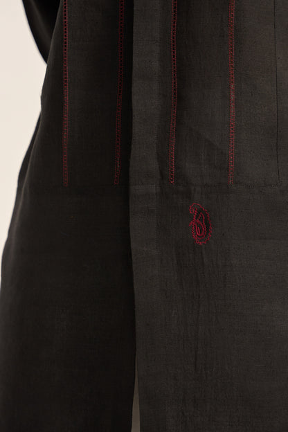 Arth Silk Kurta Set- Black