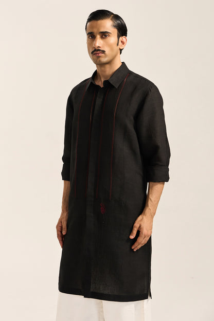 Arth Silk Kurta Set- Black