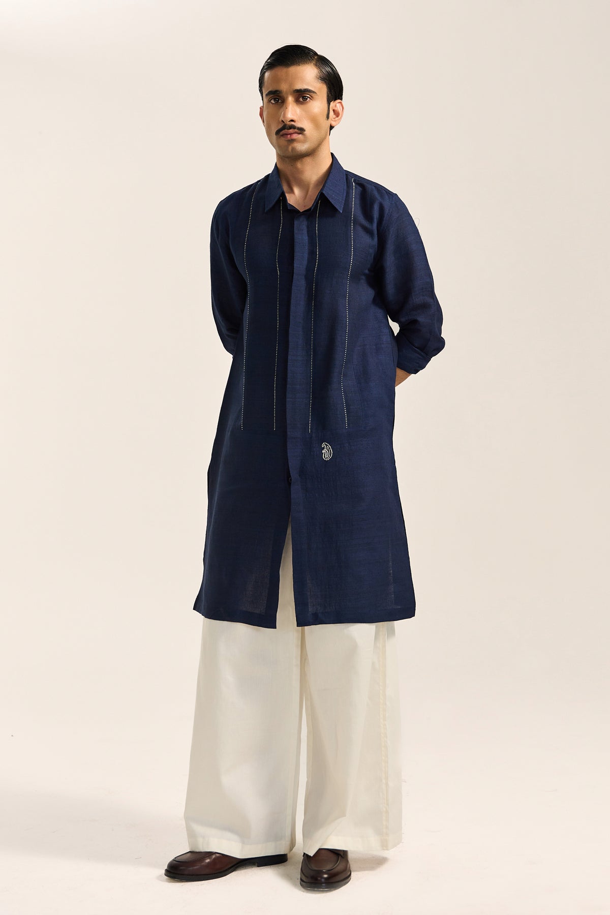 Arth Silk Kurta Set- Blue