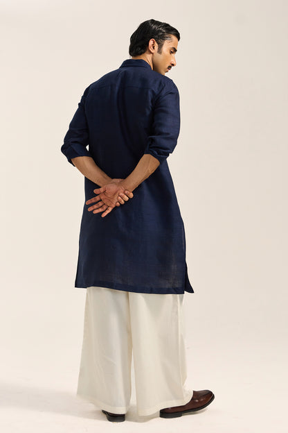 Arth Silk Kurta Set- Blue