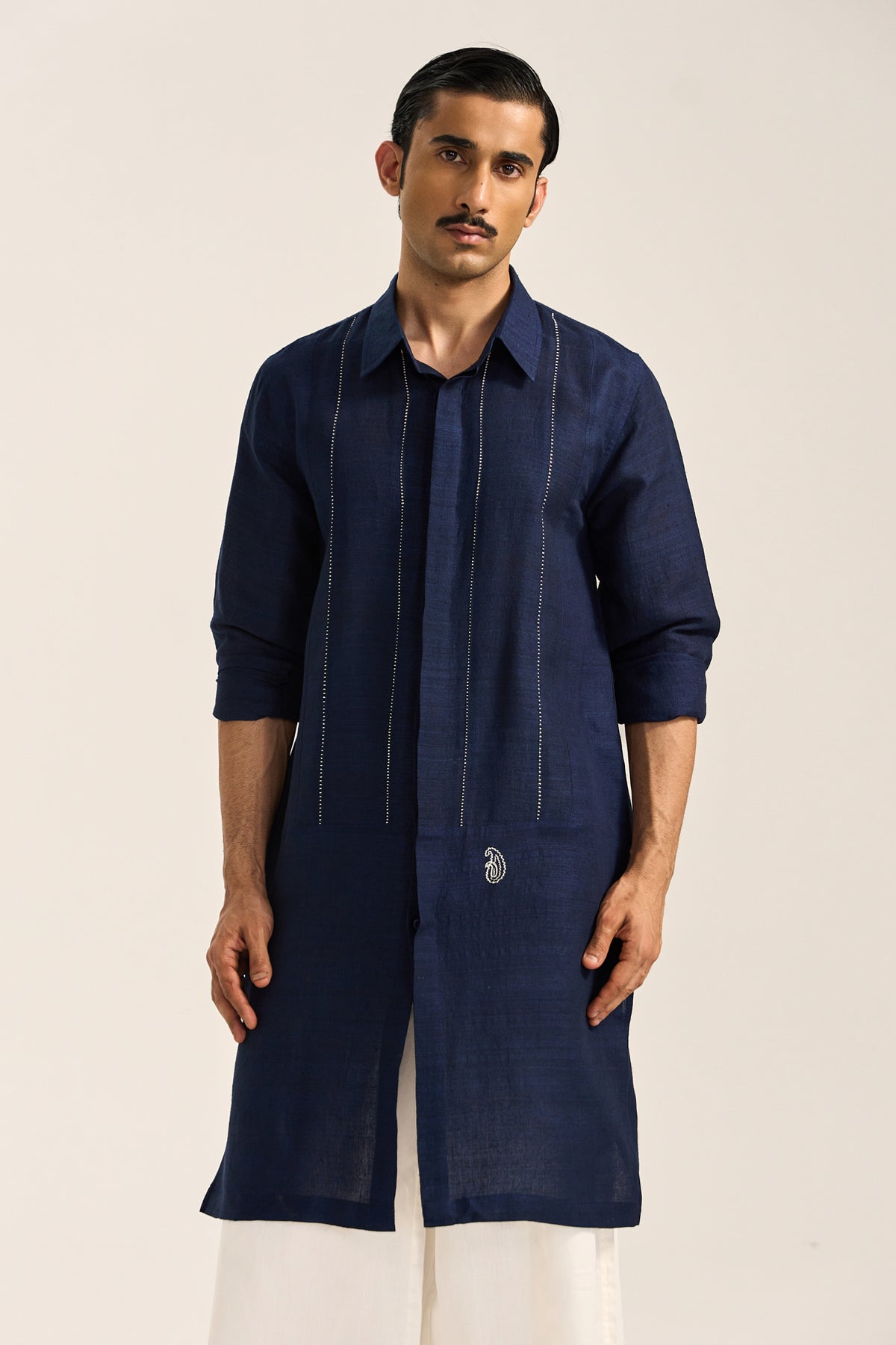 Arth Silk Kurta Set- Blue