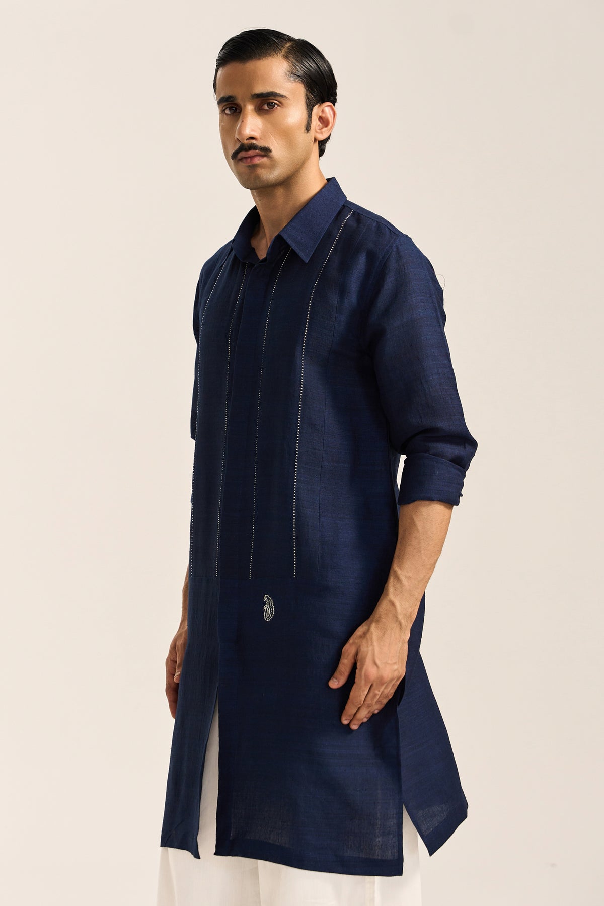 Arth Silk Kurta Set- Blue