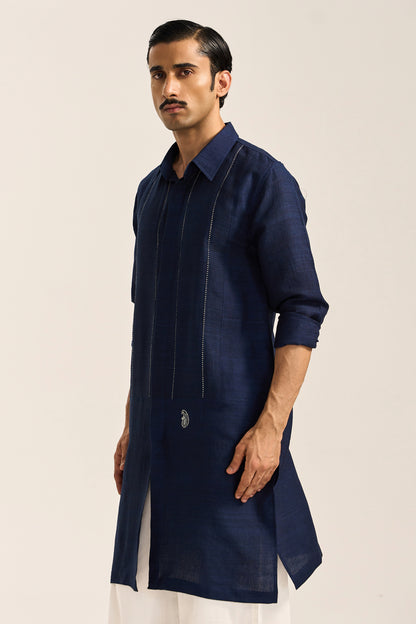 Arth Silk Kurta Set- Blue