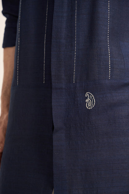 Arth Silk Kurta Set- Blue