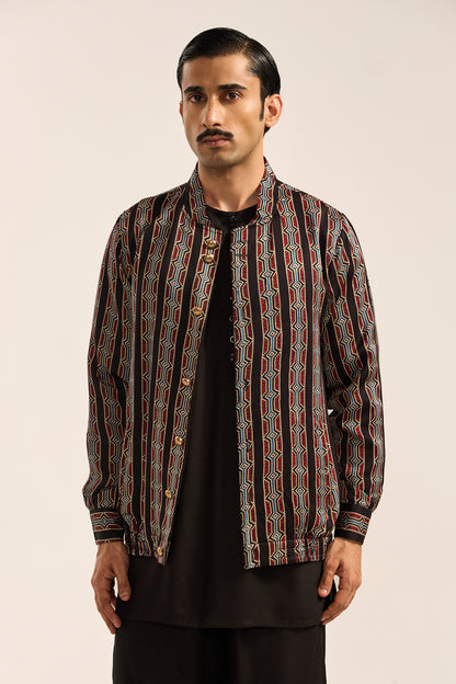 Ajrak Bomber Jacket-Black