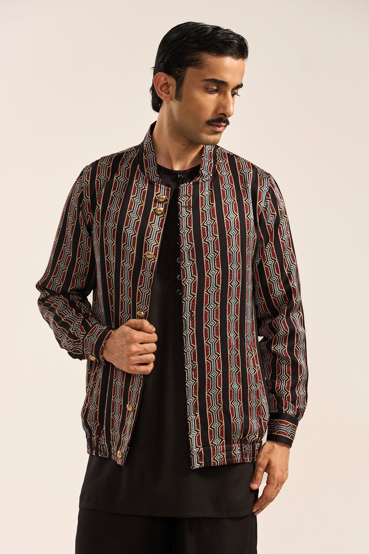 Ajrak Bomber Jacket-Black