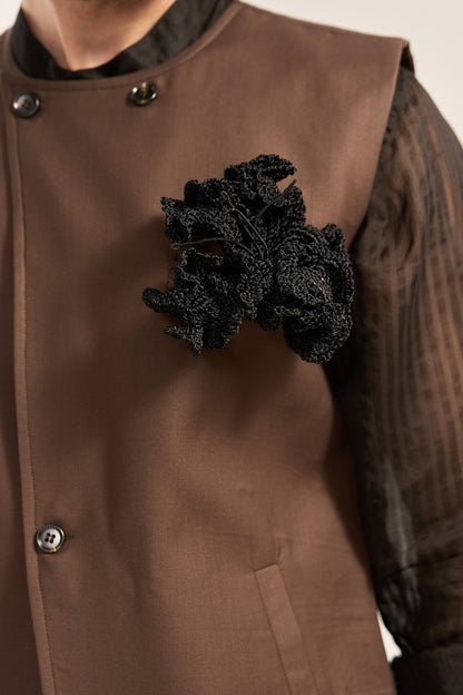 Resham Floral Brooch- Black
