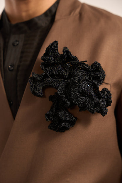 Resham Floral Brooch- Black
