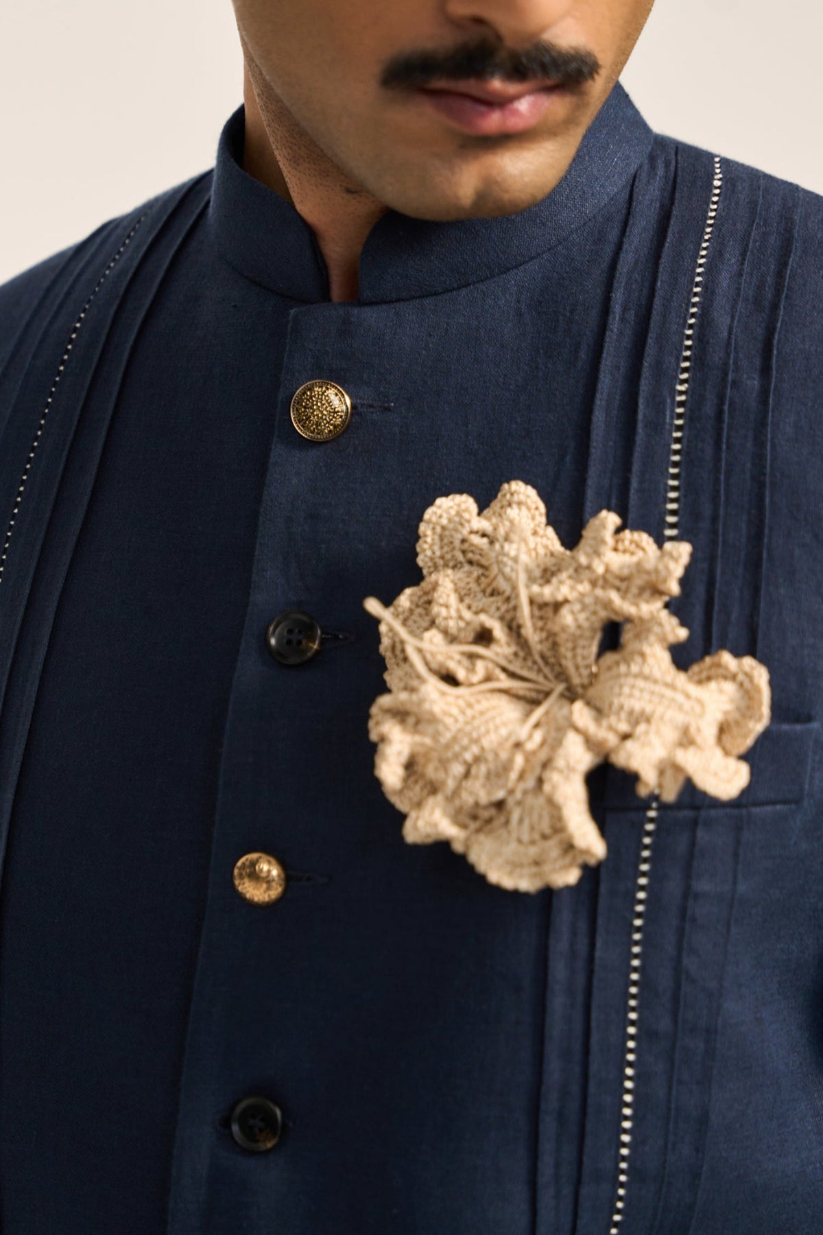 Resham Floral Brooch- Ecru