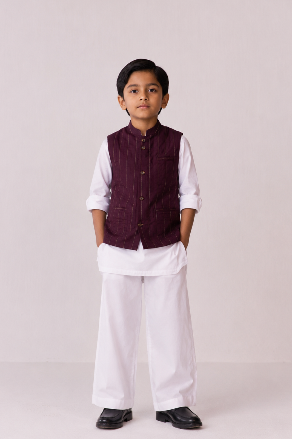 Pintuck nehru jacket set for kids