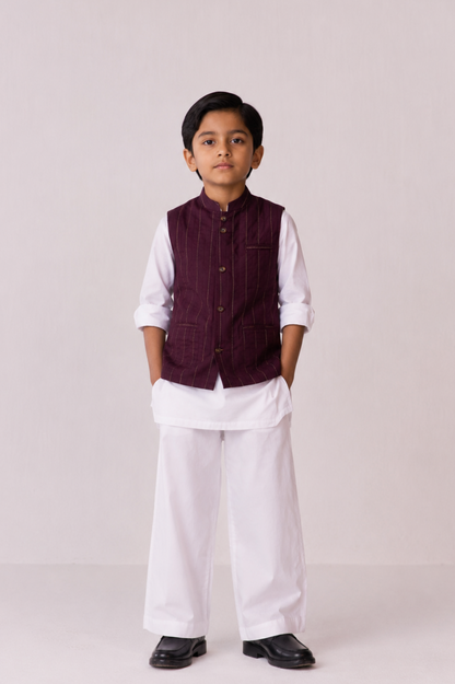 Pintuck nehru jacket set for kids