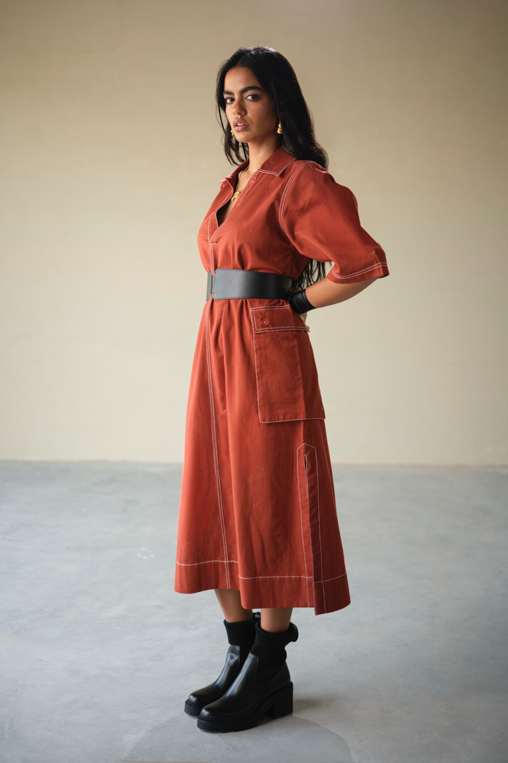 CARGO DRESS-CRAYON RED