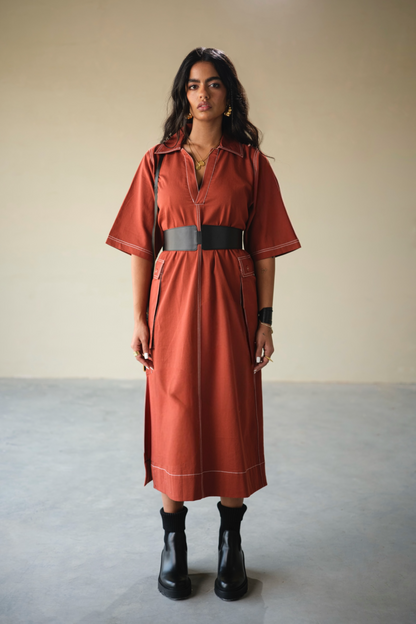 CARGO DRESS-CRAYON RED