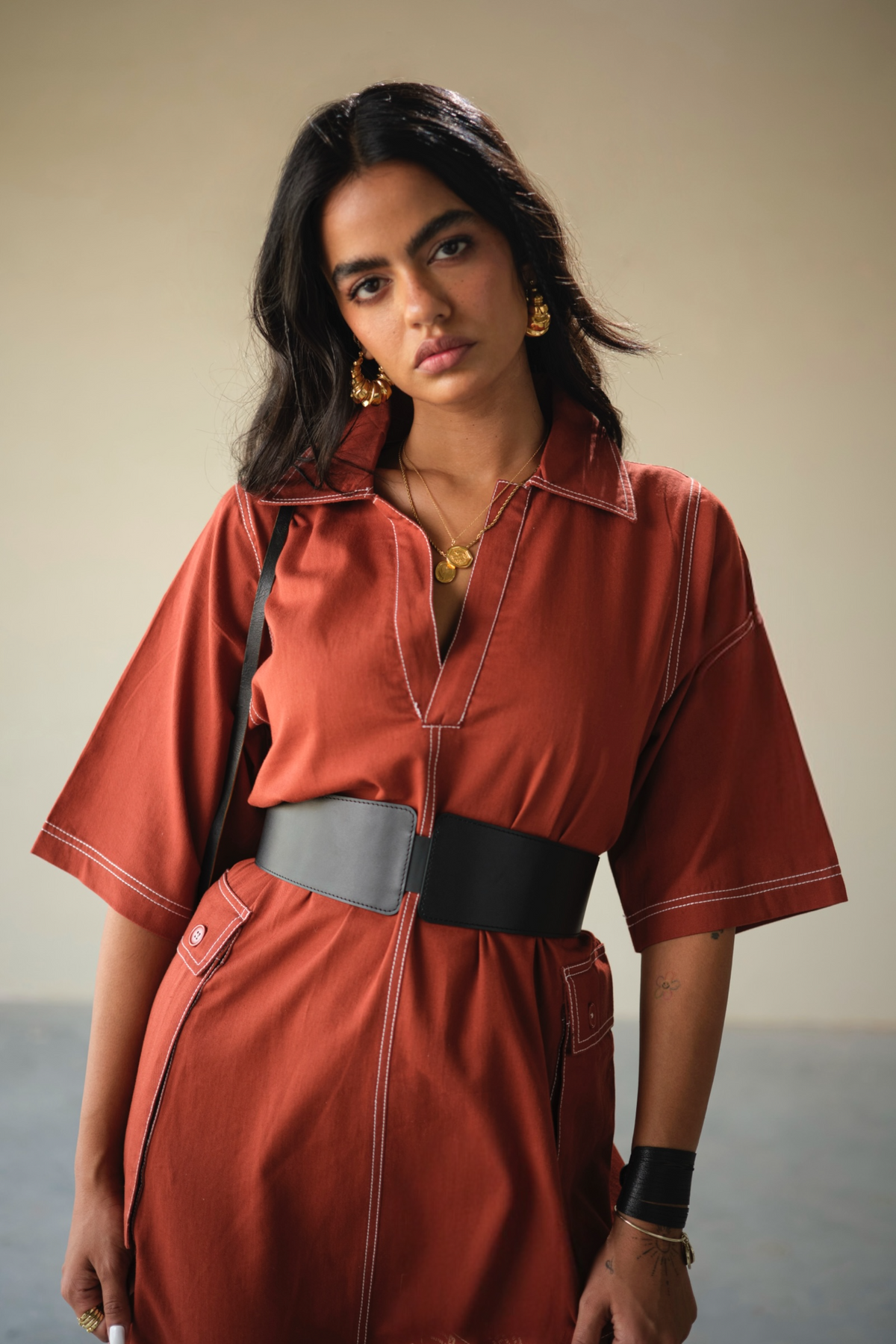 CARGO DRESS-CRAYON RED