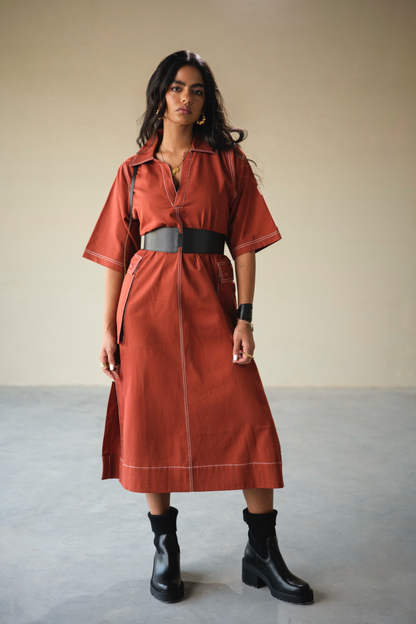 CARGO DRESS-CRAYON RED