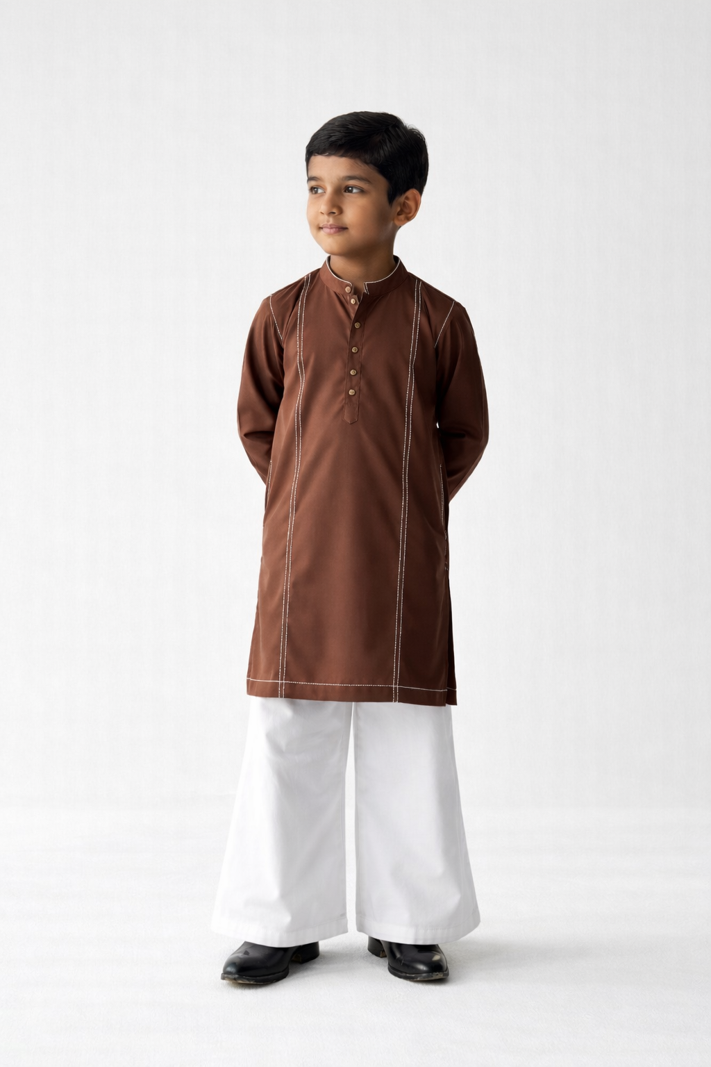 TAILORED KURTA SET TAN-KIDS