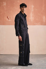 Load image into Gallery viewer, ALVARO CROPPED JACKET SET- BLACK
