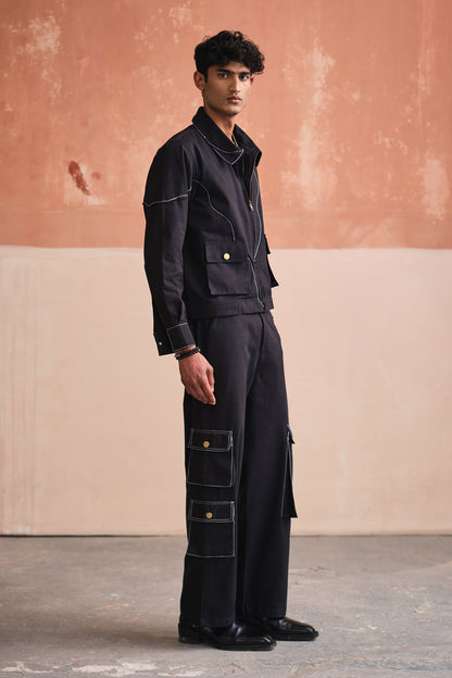 ALVARO CROPPED JACKET SET- BLACK