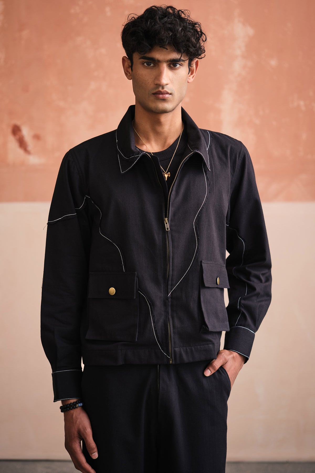 ALVARO CROPPED JACKET SET- BLACK