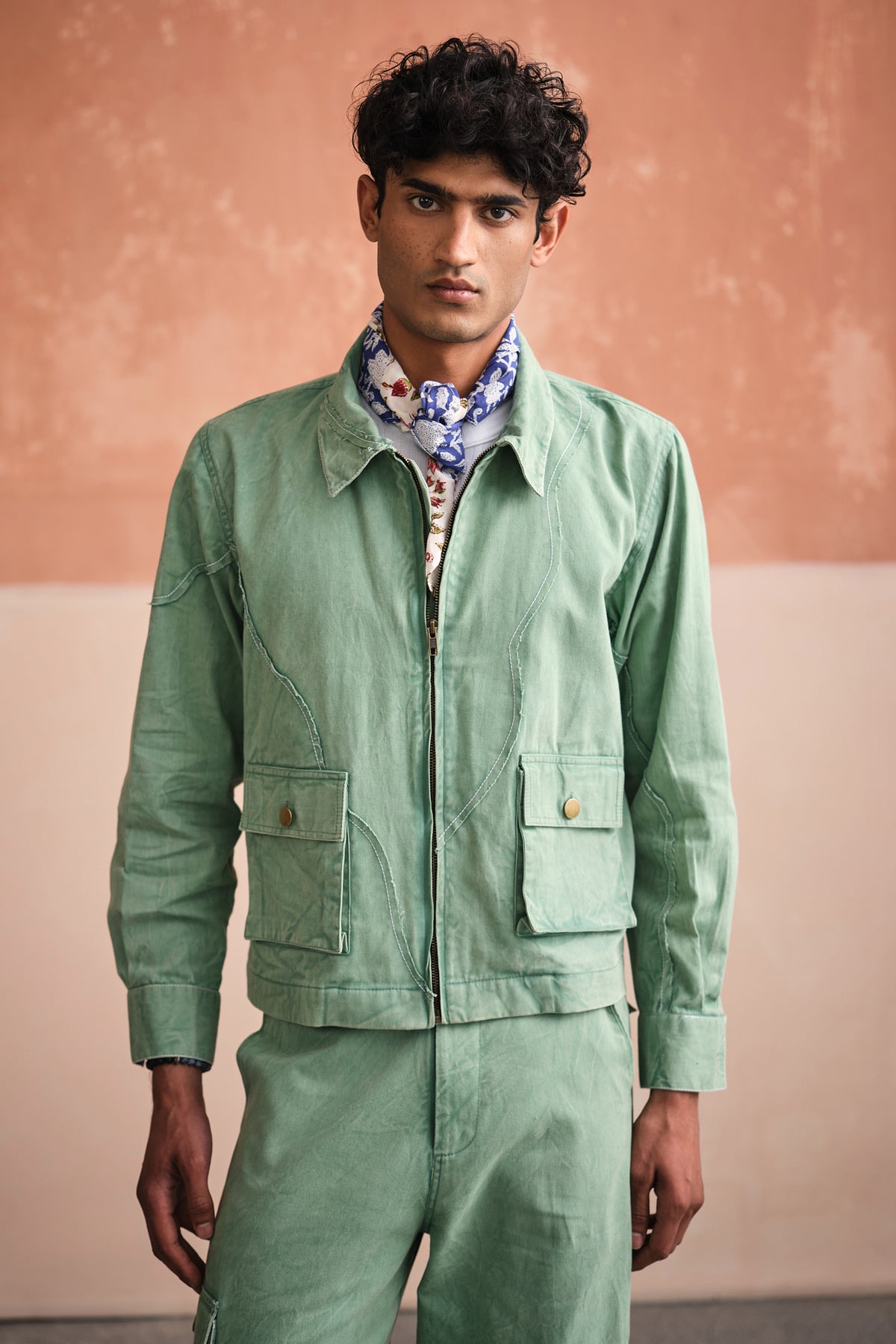 ALVARO CROPPED JACKET SET- SAGE
