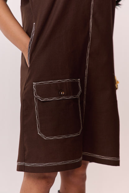 TRAVELLERS LINEN DRESS-CACAO