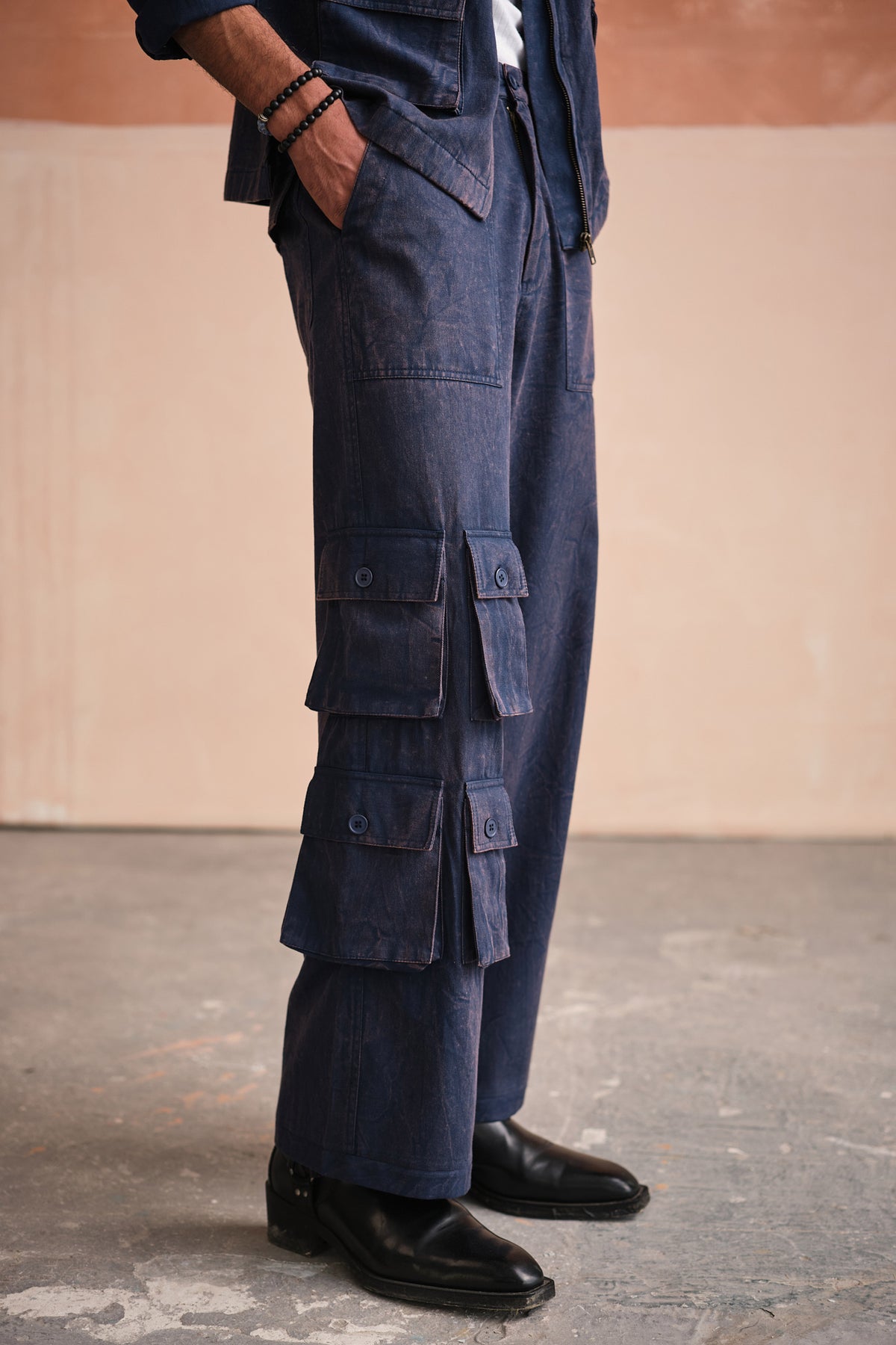 ALVARO CARGO PANTS-STONED BLUE