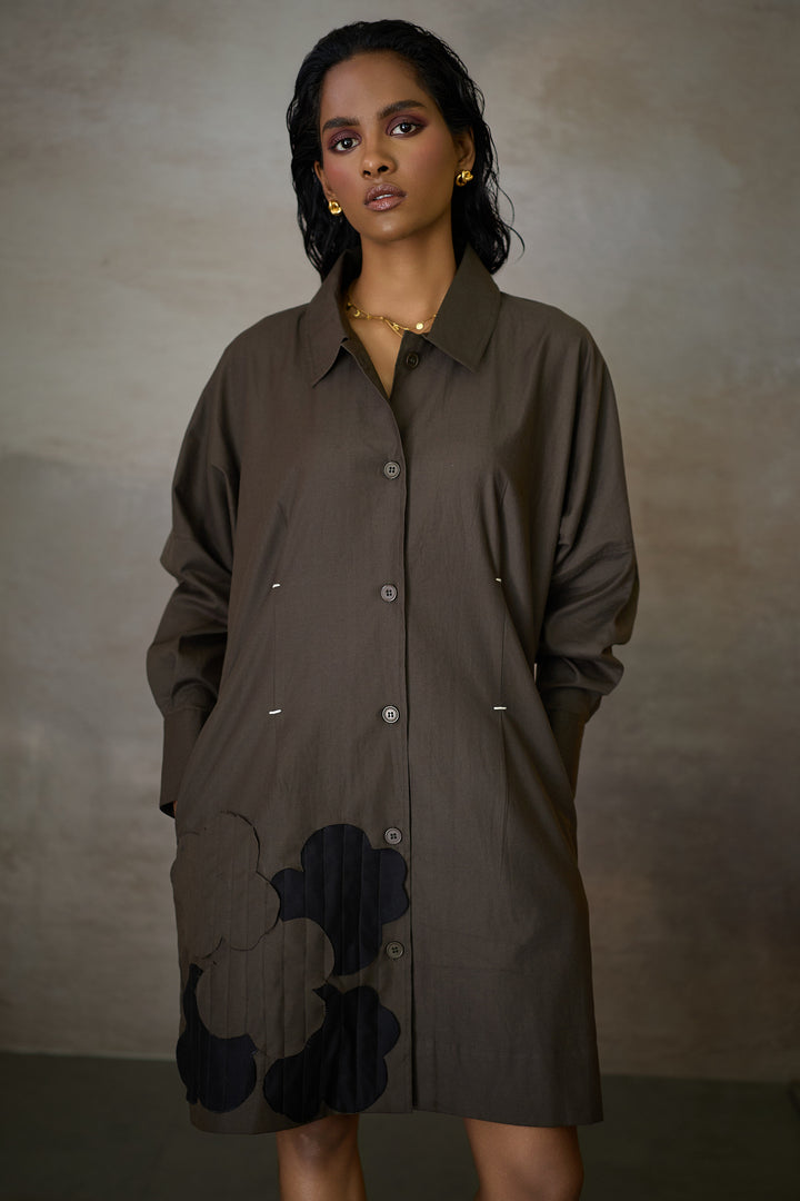 MANHATTAN SHORT DRESS- NOMAD OLIVE