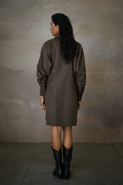 MANHATTAN SHORT DRESS- NOMAD OLIVE
