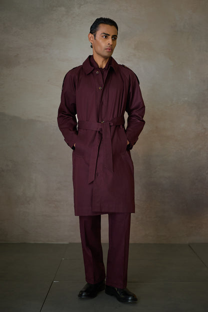 OXFORDSHIRE TRENCH COAT-MERLOT