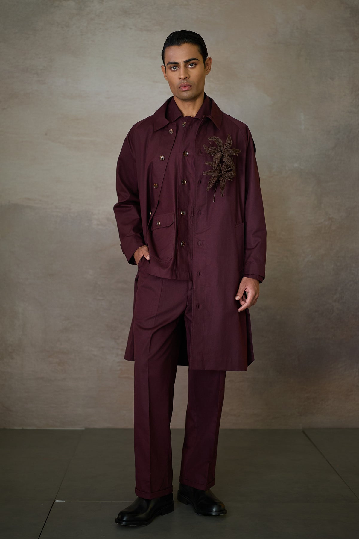 OXFORDSHIRE TRENCH COAT-MERLOT